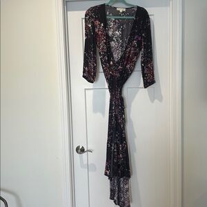 M Lovestitch Purple Floral Maxi Wrap Dress